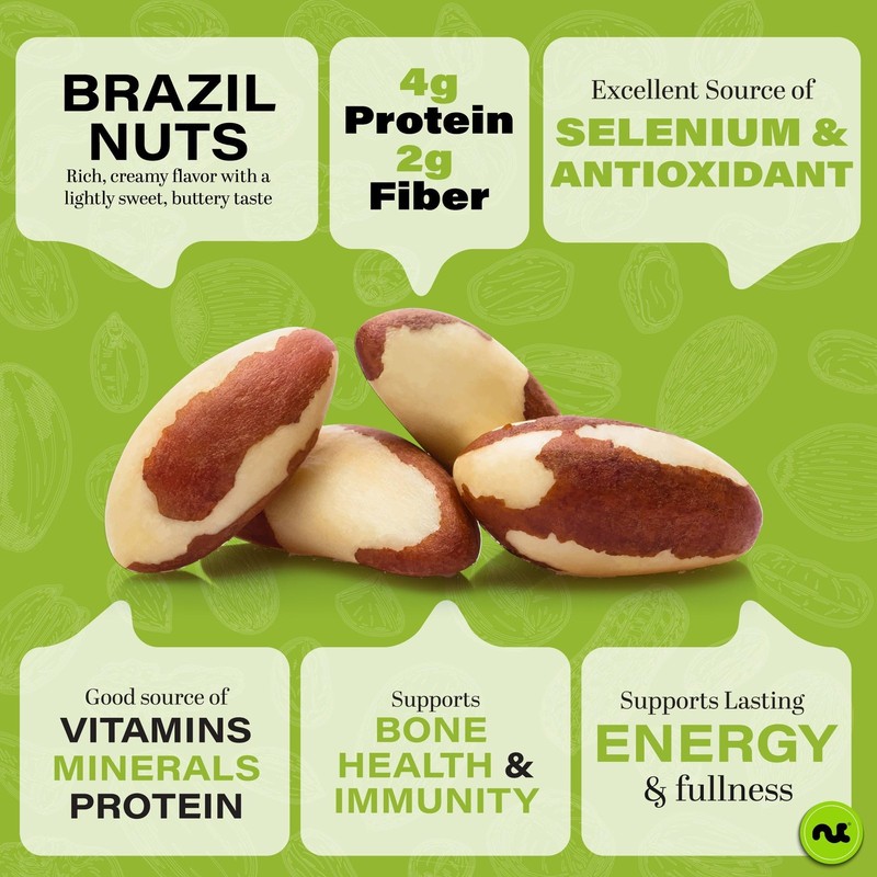 Raw Brazil Nuts, Unsalted, No Shell, Whole, 16oz Resealable Bag - Kosher Snack gallery