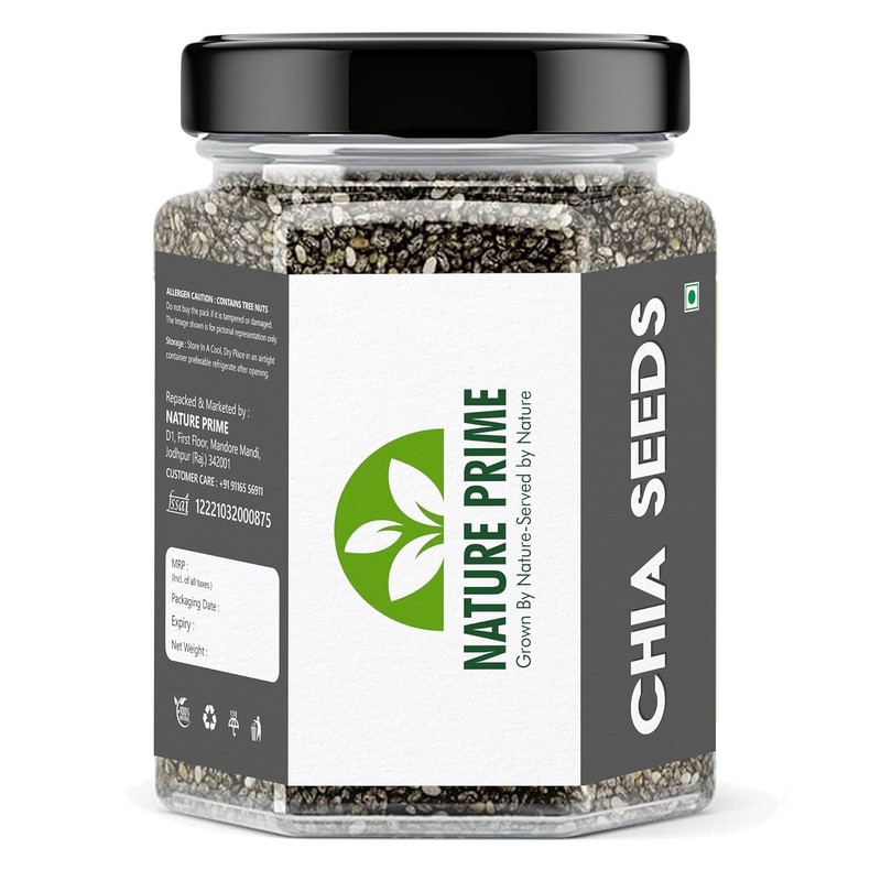 Chia Seeds 250g For Weight Loss Omega 3 Fiber Rich Non-GMO Superfood Jar Pack