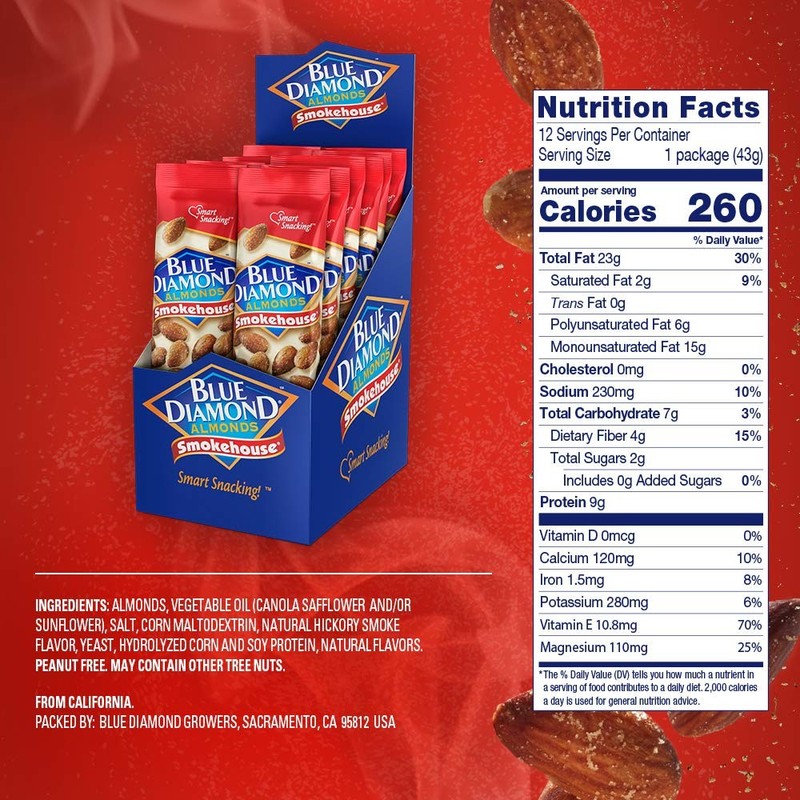 Blue Diamond Almonds, Smokehouse Flavored Snack Nuts, Single Serve Bags (1.5 Oz. gallery