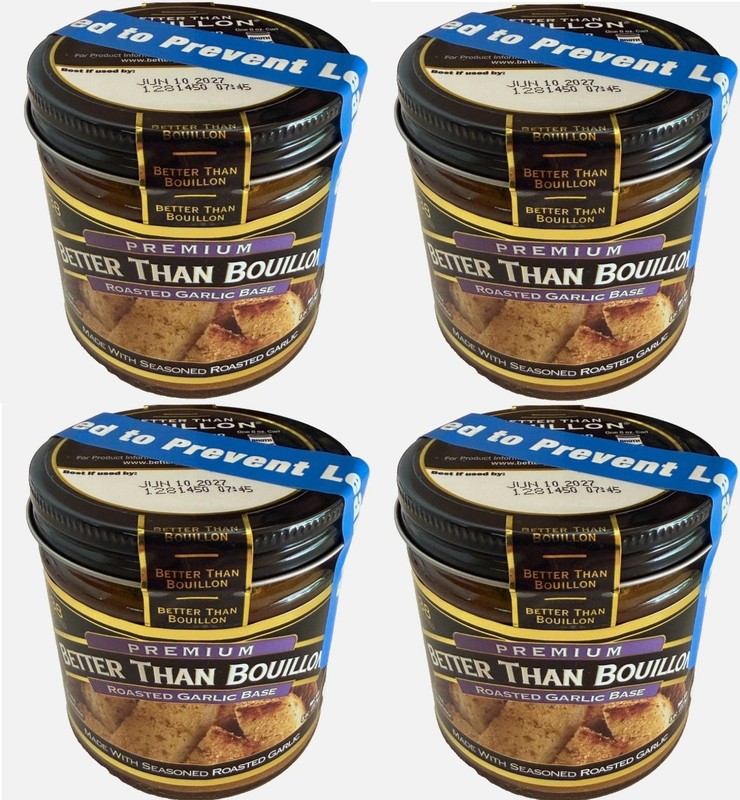 (4 PACK) Better Than Bouillon Roasted Garlic Base Shelf-Stable 8 oz Jar BB 06/27