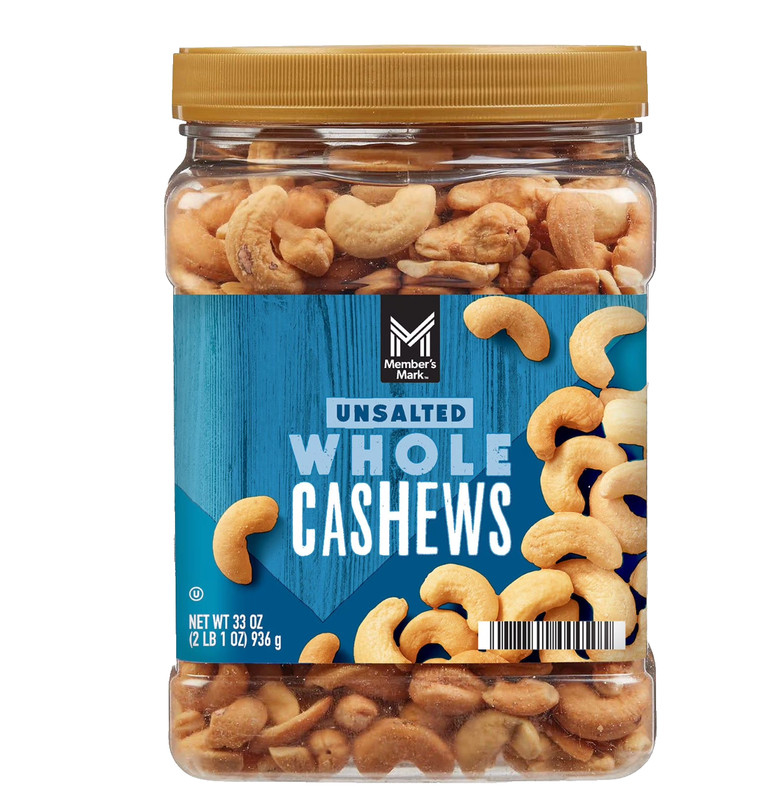 Unsalted Whole Cashews 33 oz Member’s Mark Healthy Snack No Sodium
