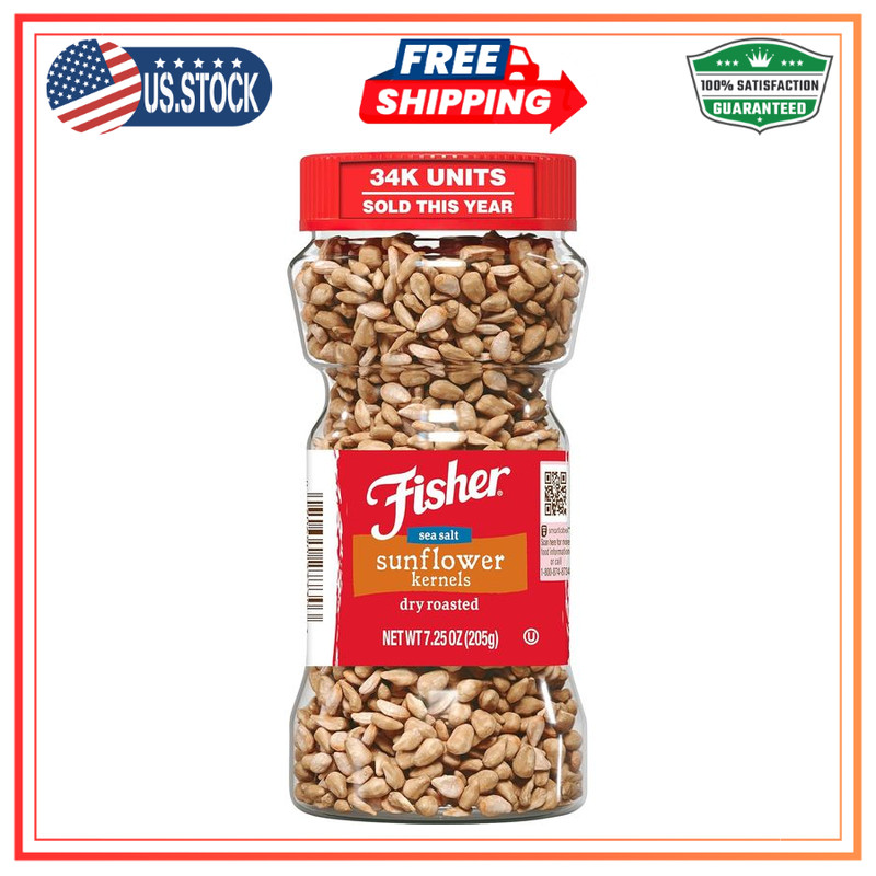 Fisher Dry Roasted Sunflower Seeds Sea Salt 7.25 oz Gluten Free No Sugar Added