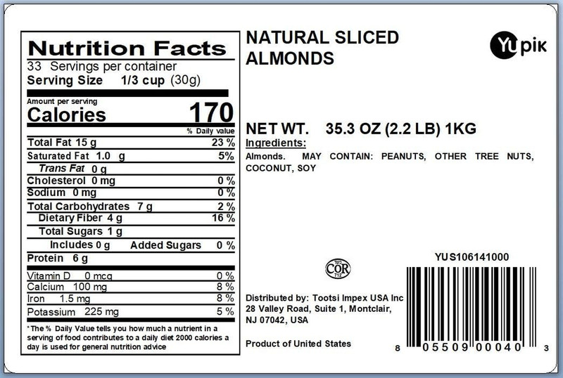 Sliced California Almonds with Skins, 2.2 Lb, Unblanched, Gluten-Free, Kosher, R gallery