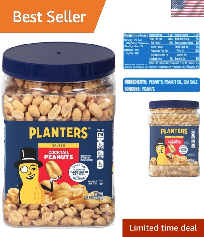 35oz Resealable Jar of Salted Peanuts – Perfect Plant-Based Party Snack