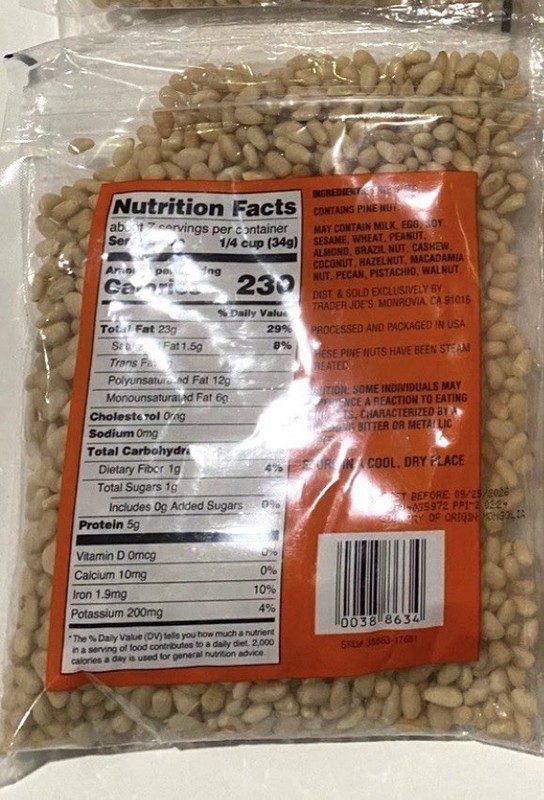 2 Packs New Trader Joe's Unroasted & Unsalted Pignolias Pine Nuts 8oz Each X 2 gallery
