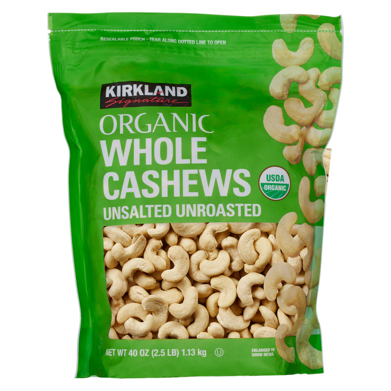 Organic Whole Cashews, Unsalted, Unroasted, 2.5 Lbs