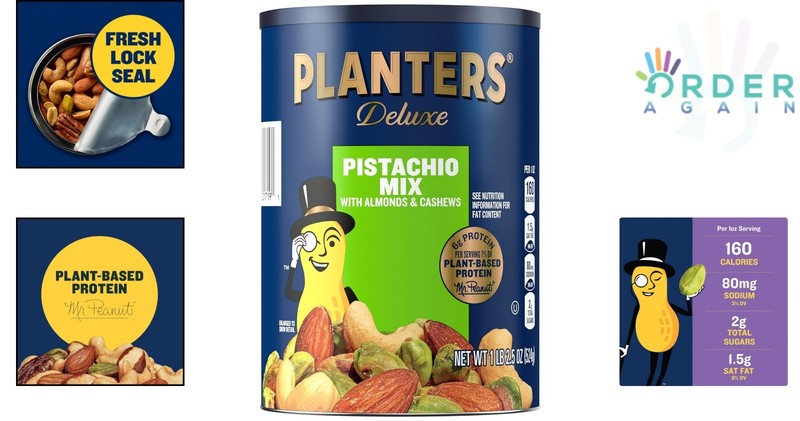 Mixed Nuts Salted Pistachios Almonds Cashews Plant-Based Protein Snack gallery
