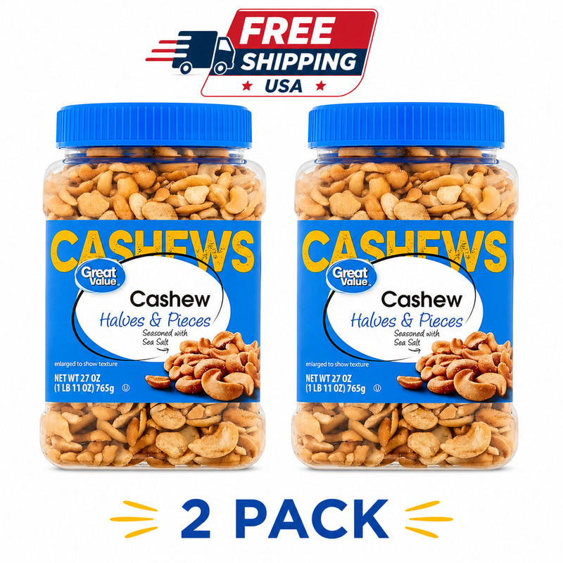Great Value Cashew Halves & Pieces, 27 oz (PACK OF 2) Free Shipping