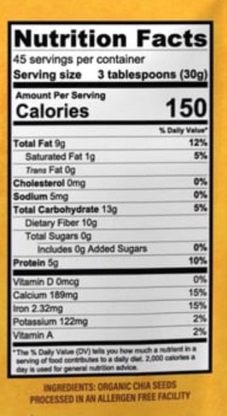 Mayorga Chia Seeds USDA Organic Farmer Direct Non-GMO 48 oz - 3 Pounds EXP 06/28 gallery