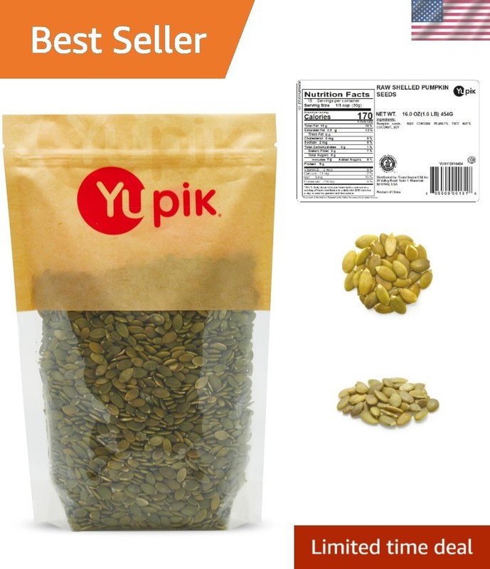 Raw Pumpkin Seeds, No Shell, 1 lb 16 oz, GMO-Free, Gluten-Free, Kosher, Shell…