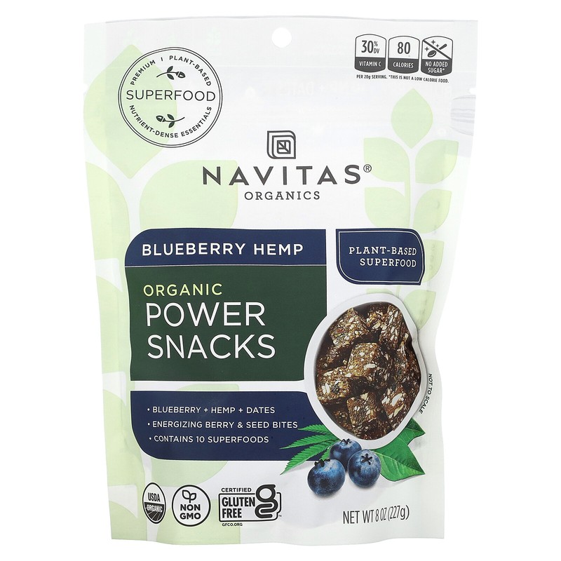 Navitas Organics Power Snacks Blueberry Hemp 8 oz 227 g B Corp, BPA-Free,