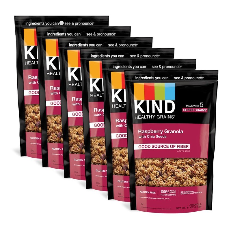 KIND Healthy Grains Raspberry Granola with Chia Seeds Pack of 6 11 Ounce Bags