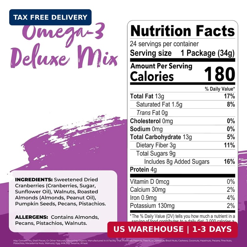 Nature's Garden Omega 3 Deluxe Mix - Trail Mix Nuts, Heart Healthy, Gluten Free, gallery