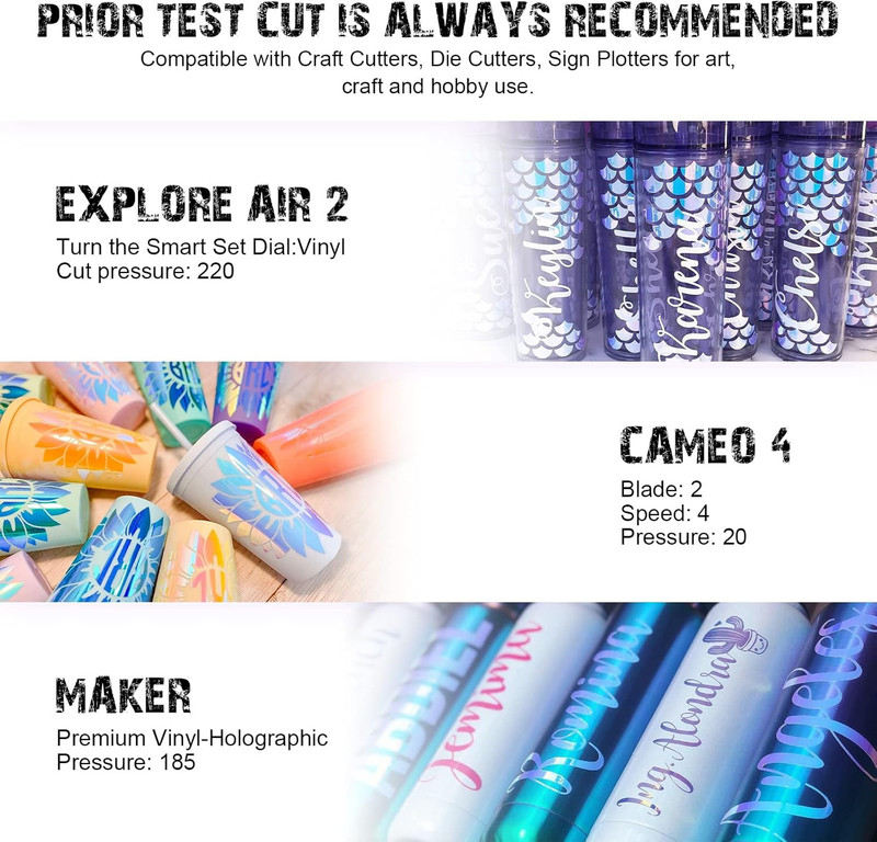 Holographic Opal Craft Vinyl 12" X 12" 7 Sheets/Pack for Craft Cutters,Sign Plot gallery