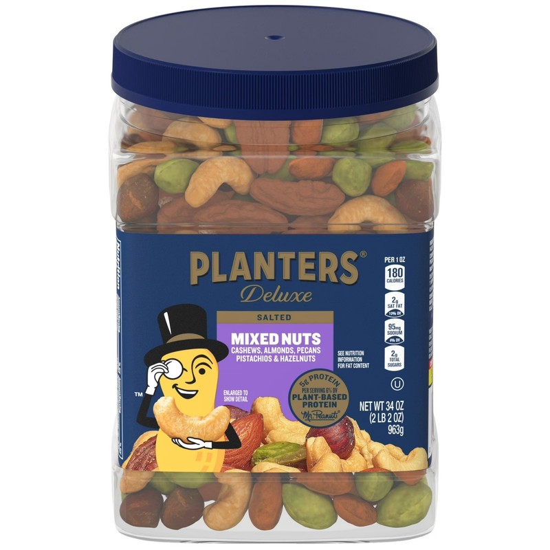 Deluxe Salted Mixed Nuts, Party Snacks, Plant Based 5G Protein, 34 Oz gallery