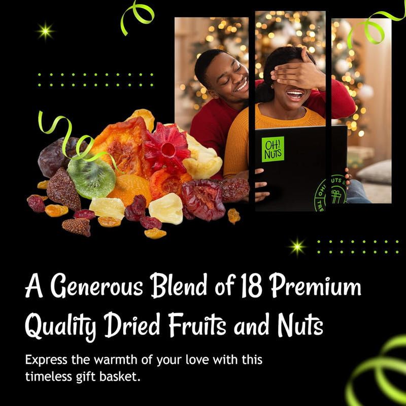 Oh! Nuts Dried Fruit and Nut Gift Basket - XL 18 Variety Gourmet Assorted Fruits gallery
