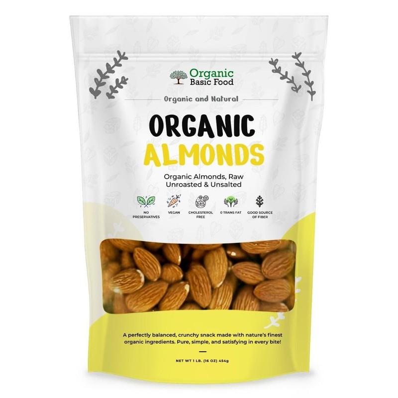 Organic Almonds, Raw, Unroasted & Unsalted | Non-GMO | Vegan | Gluten-Free 16oz