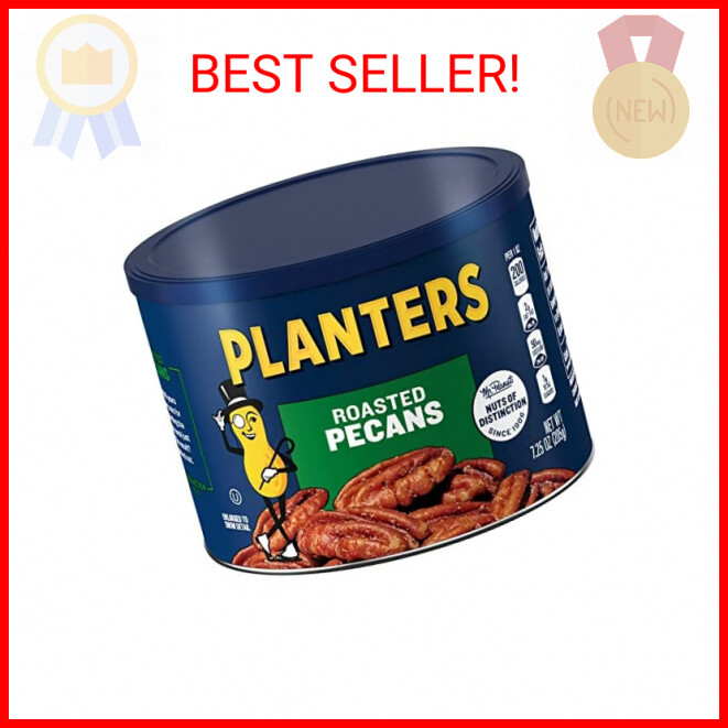 PLANTERS Roasted Pecans, 7.25 oz. Resealable Canister - Salted Pecans - Snacks f