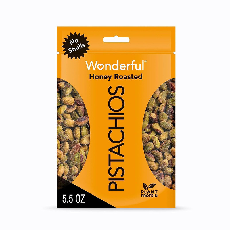 Wonderful Pistachios No Shells, Honey Roasted Nuts, 5.5 Ounce Resealable Bag, Pr