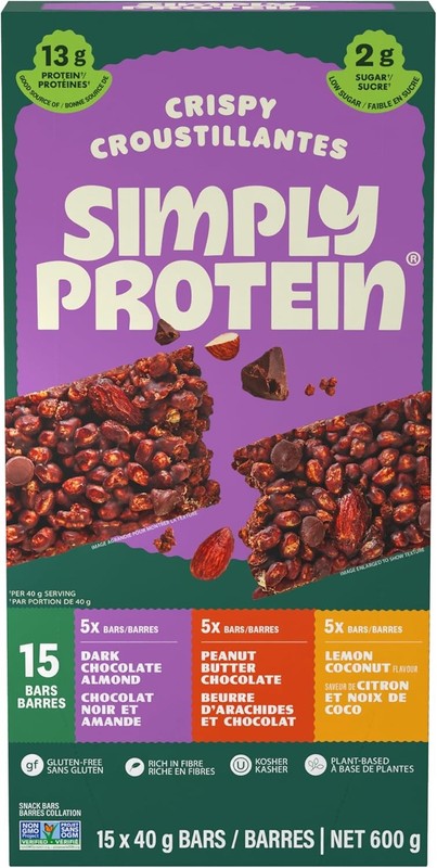 Simply Protein Best Sellers Variety Pack Protein Bars, Gluten Free, Vegan, High