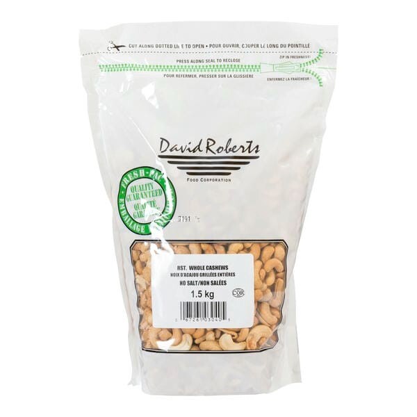 David Roberts Nut Cashew Whole Roasted No Salt 1.5KG/3.31LBS