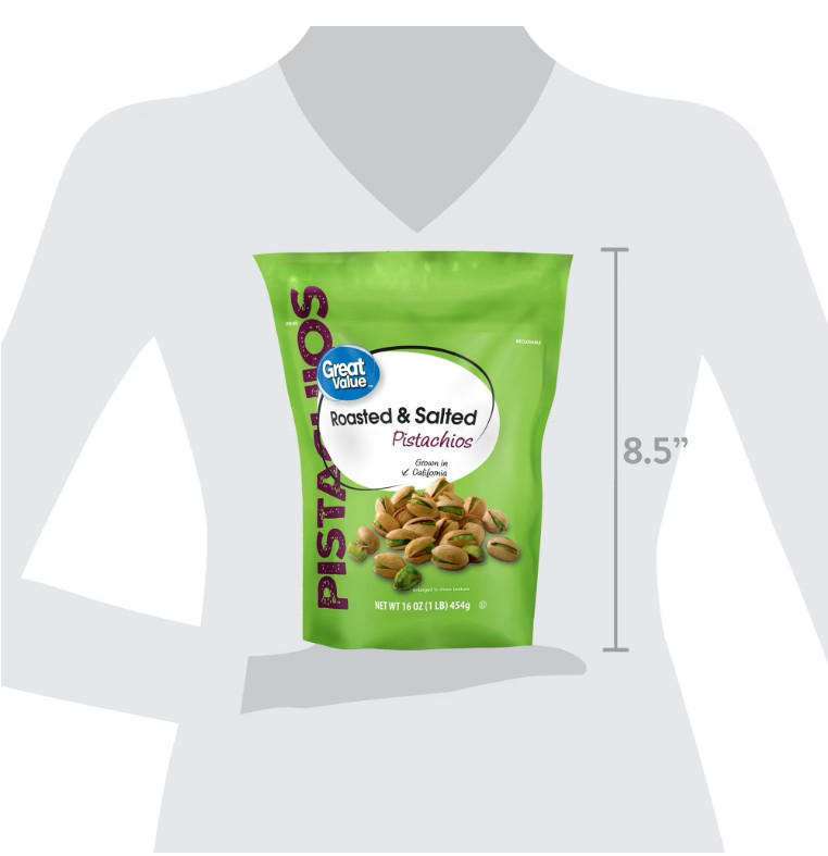 (2 pack ) Great Value Roasted & Salted Pistachios, 16 oz Resealable Bag gallery