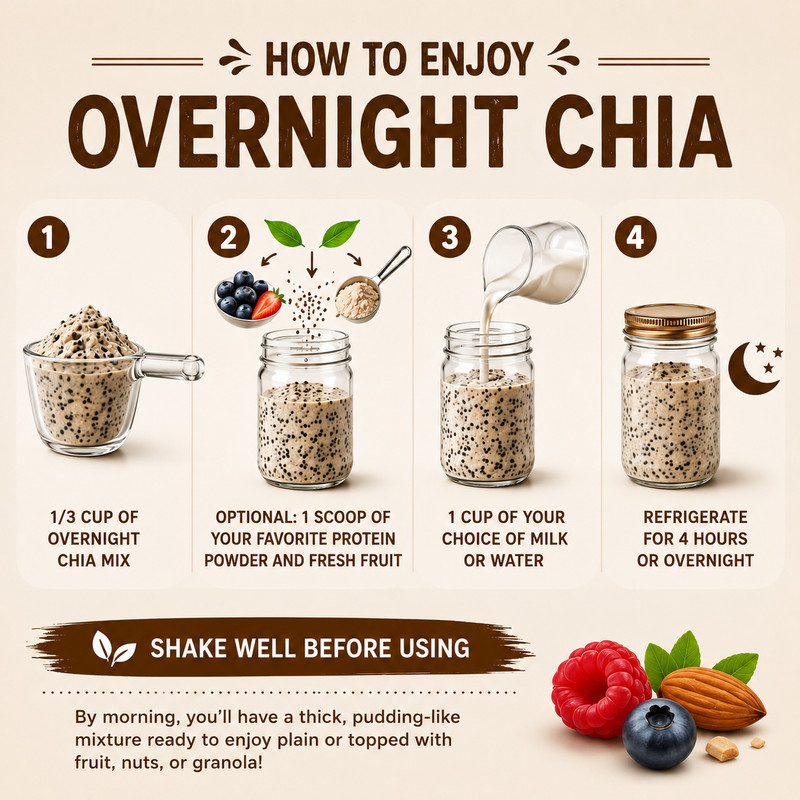 180° Snacks Overnight Chia Breakfast Mix – Ready-to-Soak Chia Oat Mix, 9 Serving gallery