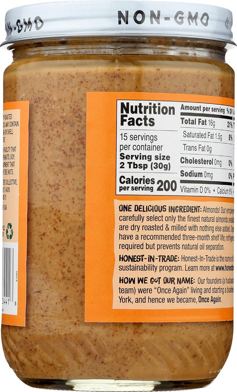 Natural Creamy Almond Butter, 16Oz - Roasted - Salt Free, Unsweetene gallery