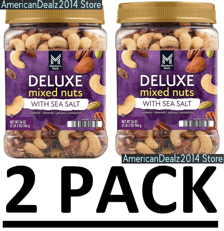 2 PACK - Member's Mark Deluxe Mixed Nuts with Sea Salt 34 oz (Total 68 oz)
