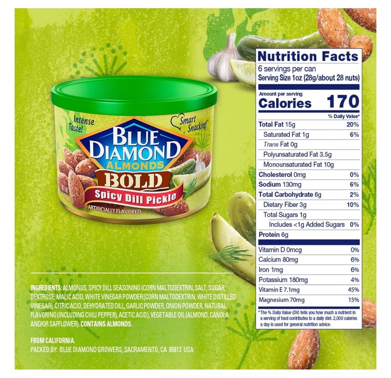 🟠 New Blue Diamond Almonds BOLD Spicy Dill Pickle Crunchy Seasoned Nuts 6oz gallery