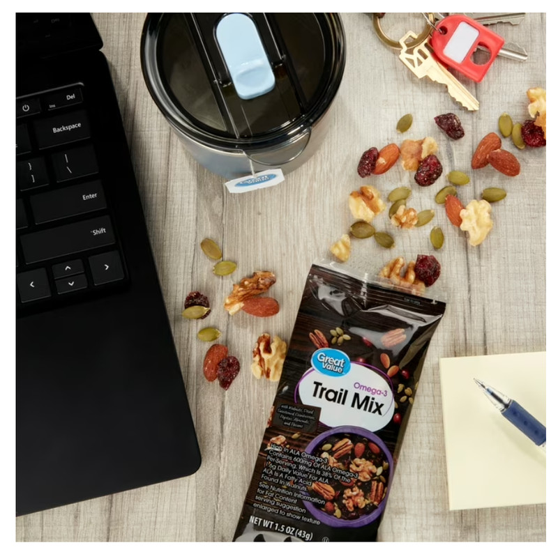 (5 pack) Great Value Omega-3 Trail Mix, 1.5 oz, 8 Count gallery