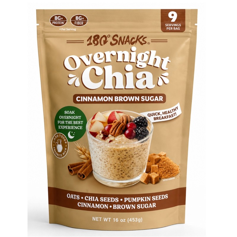 180° Snacks Overnight Chia Breakfast Mix – Ready-to-Soak Chia Oat Mix, 9 Serving