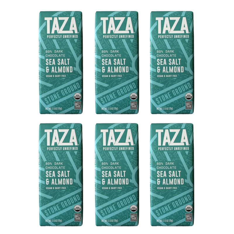 Organic Amaze Bar 80% Stone Ground, Sea Salt Almond, 2.5 Ounce (6 Count), Vegan