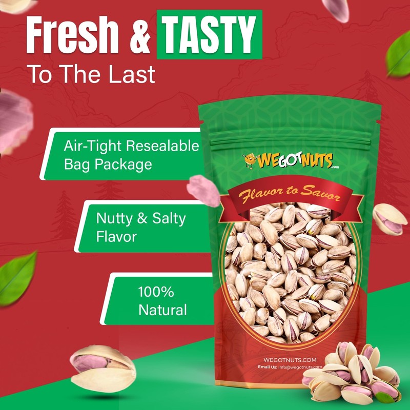 Antep Pistachios 2.5 lbs - Kosher Roasted, Whole, Salted, Resealable Bag gallery