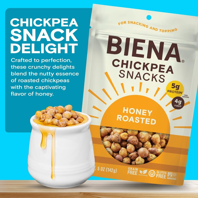 8 Pack Honey Roasted Chickpeas Plant Based Protein Gluten Free Snack gallery