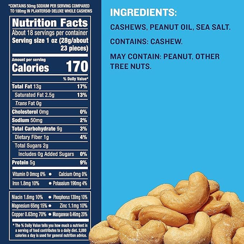 PLANTERS Deluxe Lightly Salted Cashews, Party Snacks, Plant-Based Protein, Quick gallery