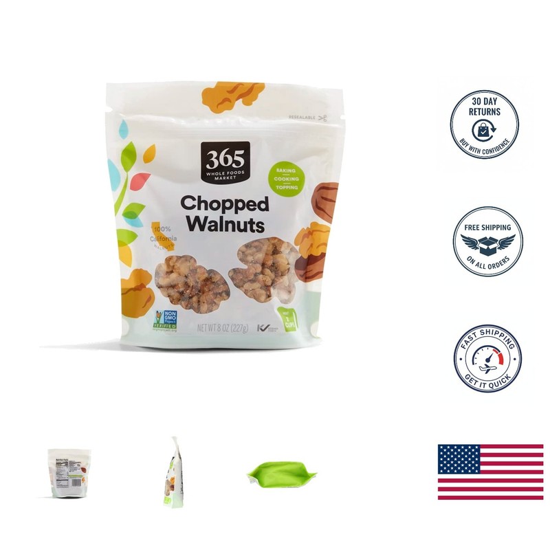 Convenient 8 Ounce Chopped Walnuts – No Sugar, No Salt, Just Pure Flavor