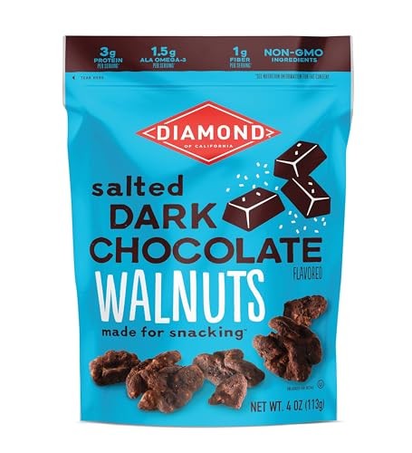 Diamond Of California Salted Dark Chocolate Walnut Snack Nuts 4 oz 4 Pack