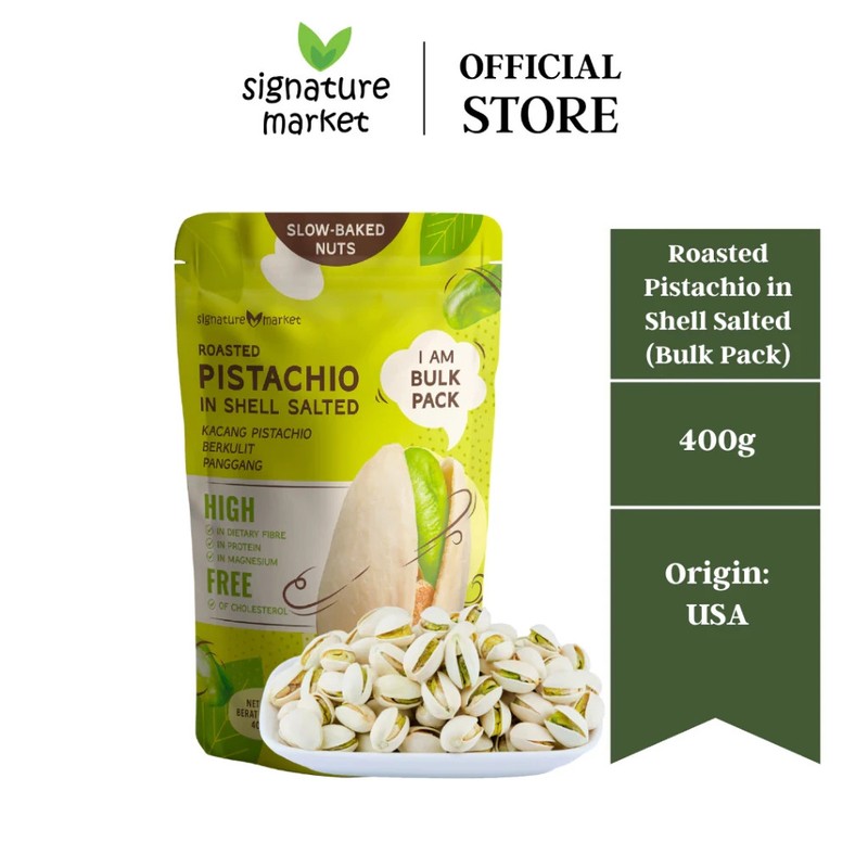 Signature Market Roasted Salted Pistachio in Shell (Bulk Pack)(400g)