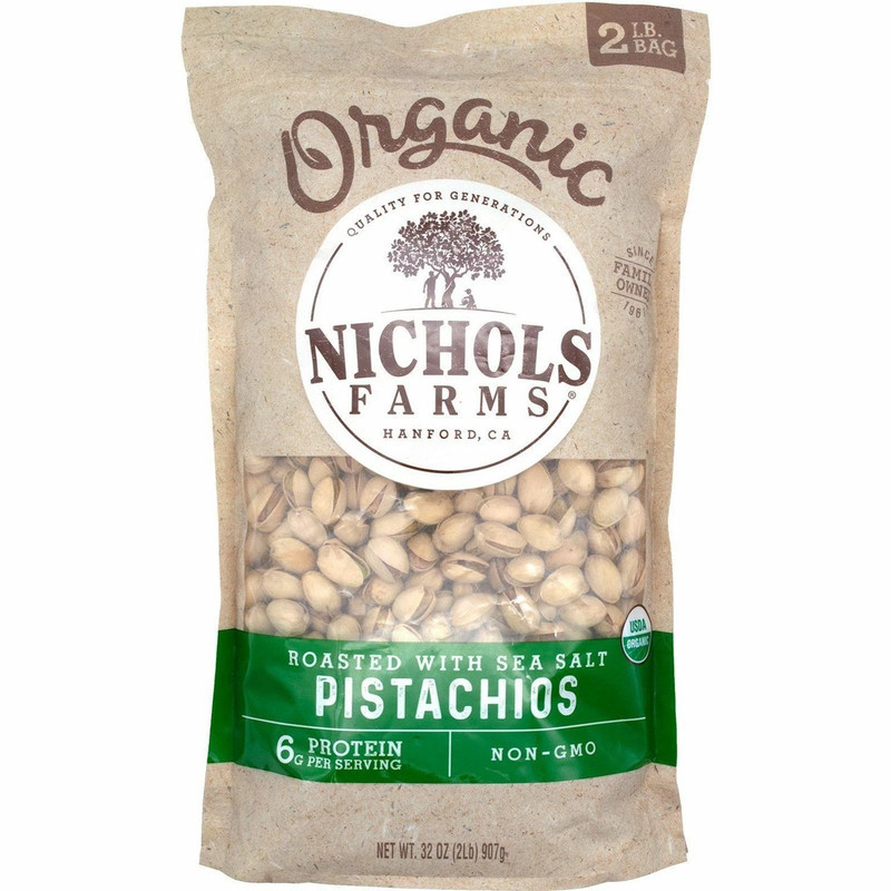 20% off: Nichols Farms Organic Pistachios Roasted with Sea Salt 2 lbs,see descr.