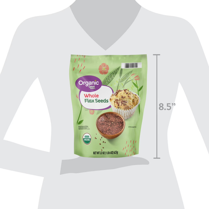 New Great Value Organic Whole Flax Seed, 22 oz Free Shipping gallery