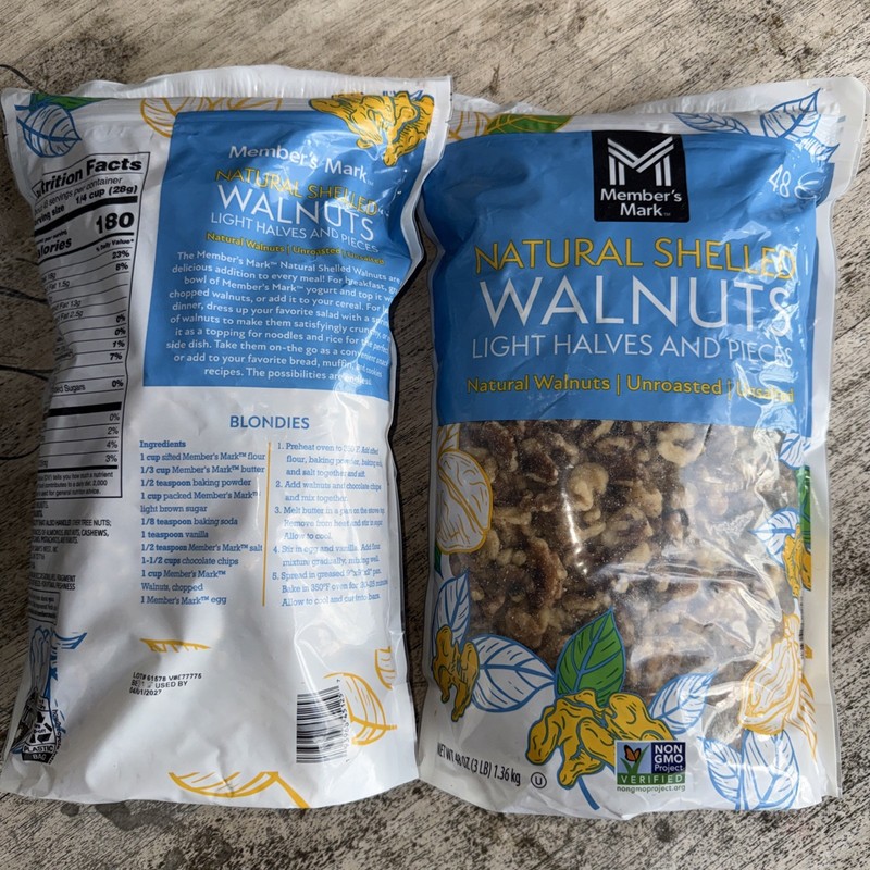 2 PACK - Member's Mark Natural Shelled Walnuts 3 lbs (Total 6 lbs) FREE SHIP!! gallery