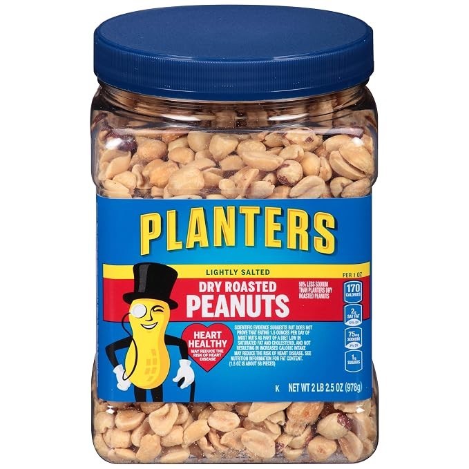 Dry Roasted Peanuts Lightly Salted 34.5 oz Jar Resealable Airtight Container gallery