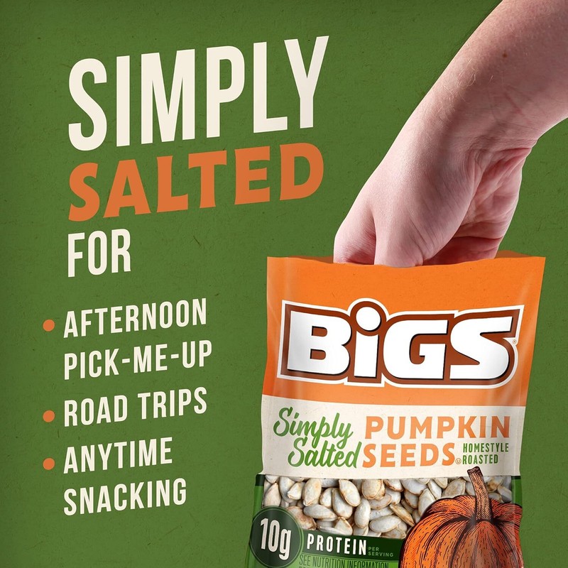 BIGS Simply Salted Homestyle Roast Pumpkin Seeds, Low Carb Lifestyle, 5-Oz. Bag gallery