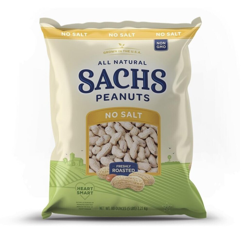 BIG 5LB Sachs USA Non GMO Roasted UNSalted in Shell Peanuts BIG bags