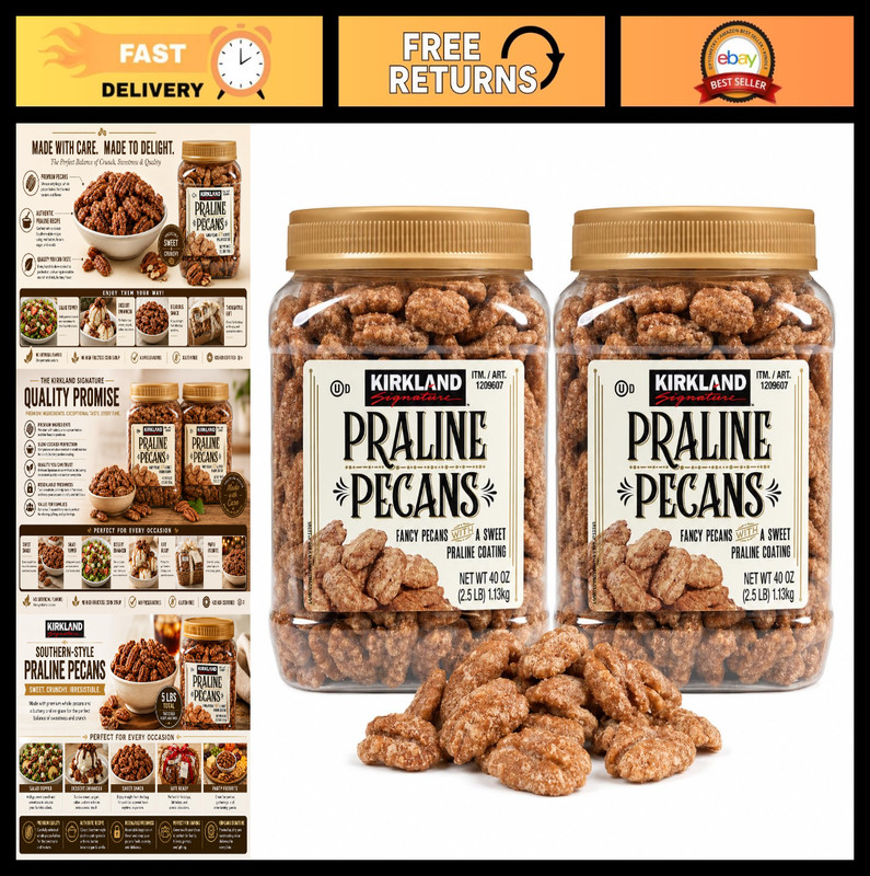 Delicious Praline Pecans 2.5lb Family Bundle – Sweet Snack, Pack of 2