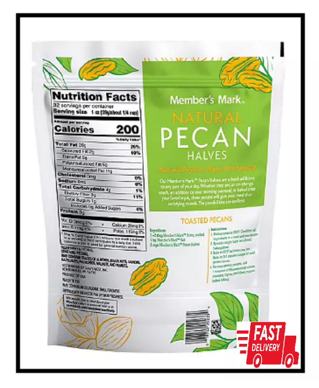 2 PACK - Member's Mark Natural Pecan Halves 2 lbs (Total 4 lbs) FRESH!! gallery