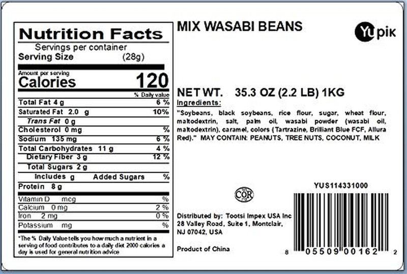 Mix Wasabi Beans, 2.2 Lb (35.3 Oz), Spicy & Crunchy Wasabi Beans, Kosher, Vegan, gallery