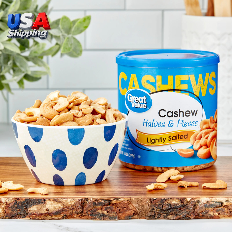 Roasted Cashew Halves and Pieces Lightly Salted Low Sodium 14 Oz Can gallery